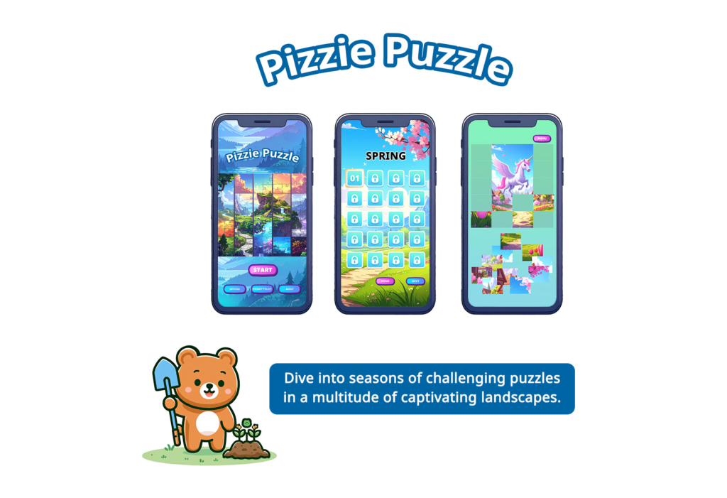 Pizzie Puzzle - Dive into seasons of challenging puzzles in a multitude of captivating landscapes.